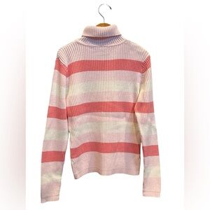 Pink Striped Turtleneck Sweater